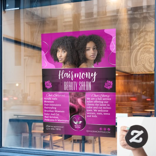 Front American Beauty Salon Fensteraufkleber (Café-Fenster)