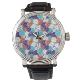 Front and back of a wristwatch with a colorful armbanduhr