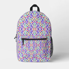 Front and back view of a backpack with a colorful bedruckter rucksack