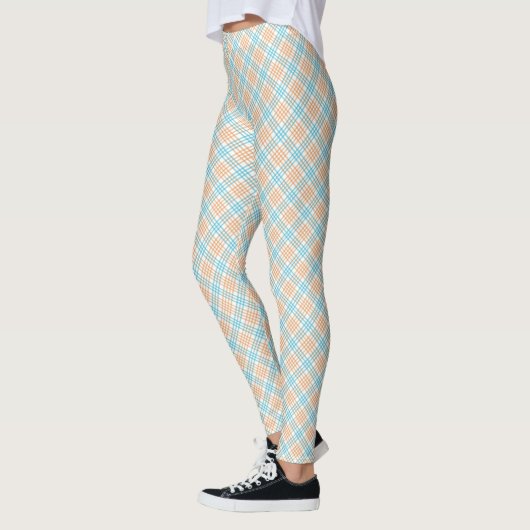 Front and back view of leggings with a blue, white (Links)