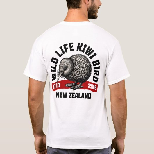 Front & Back Design: Kiwi Bird - New Zealand Style T-Shirt (Rückseite)