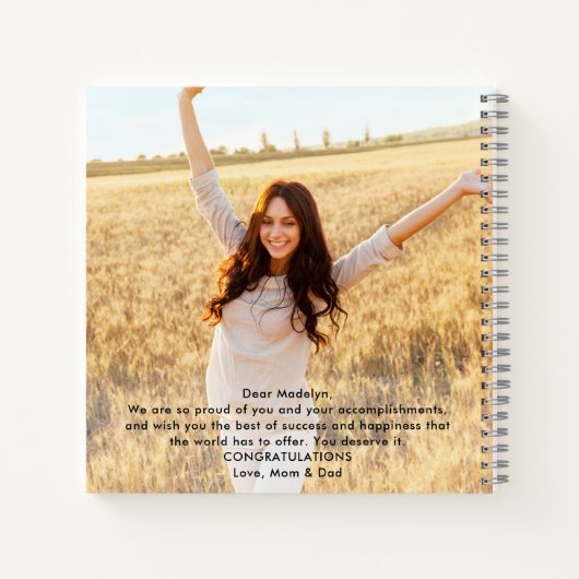 Front & Back Fotos Abschluss Keepake Gast Notizblock (Rückseite)