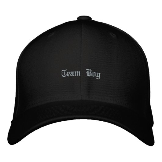 Front Back Team Boy Print Schwarze Flexfit-Wollmüt Bestickte Baseballkappe (Vorderseite)