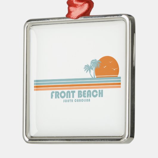 Front Beach South Carolina Sun Palm Trees Ornament Aus Metall (Links)