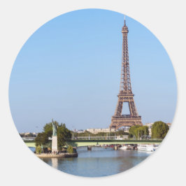 Front de Seine und Eiffelturm - Paris, Frankreich Runder Aufkleber