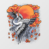 Front des japanischen Cranes Illustration Restaura Fensteraufkleber (Blatt)