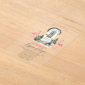 Front Door Pink Flamingos Holiday Open House  Acryleinladungen (Ablage )