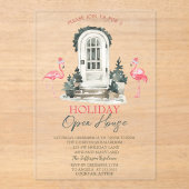 Front Door Pink Flamingos Holiday Open House  Acryleinladungen (Vorderseite)
