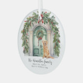 Front Door With Golden Retriever Christmas Ornament Aus Glas (Vorderseite links)