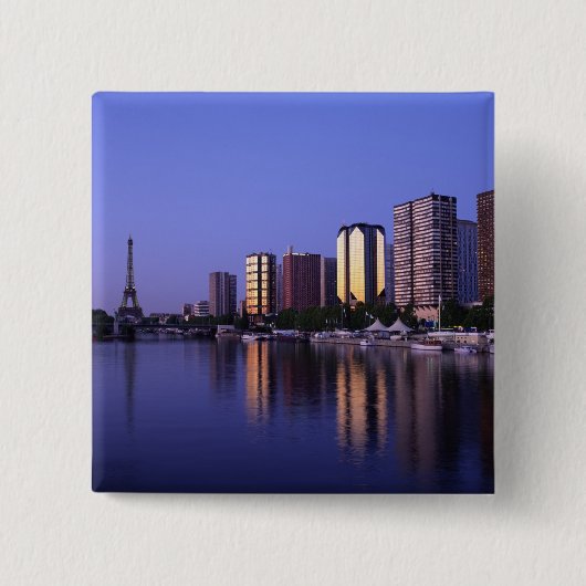 Front du Seine und Eiffel Tower, Paris, Frankreich Button (Vorderseite)