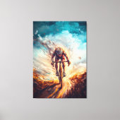Front-Facing Cyclist - Dynamic Sports Art Cycling Leinwanddruck (Vorderseite)