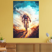Front-Facing Cyclist - Dynamic Sports Art Cycling Leinwanddruck (Insitu (Wohnzimmer))