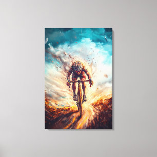 Front-Facing Cyclist - Dynamic Sports Art Cycling Leinwanddruck