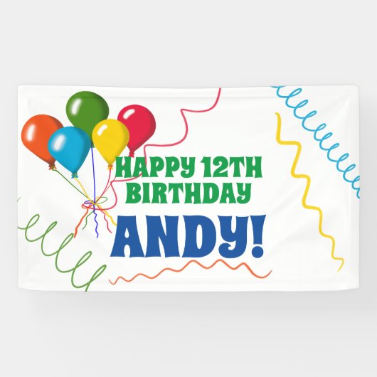 Front Lawn glücklich Geburtstag mit Balloons Banner (Horizontal)