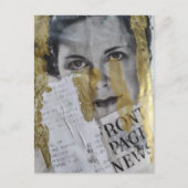 Front Page News Dame Mixed Media Collage Postkarte (Vorderseite)
