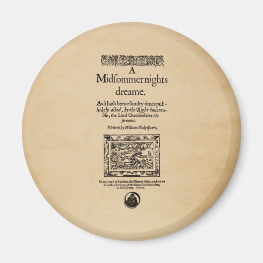 Front Piece to A Midsommer Nights Dream Quarto Magnet (Vorne)