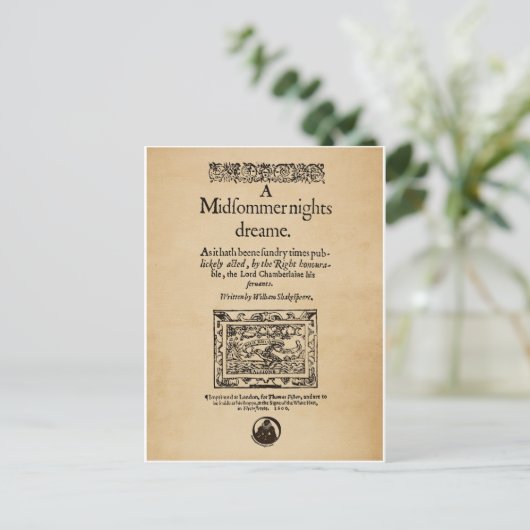 Front Piece to A Midsommer Nights Dream Quarto Postkarte (Stehend Vorderseite)