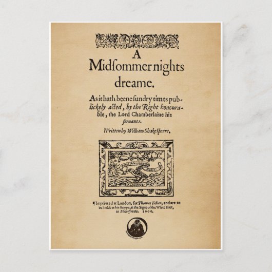 Front Piece to A Midsommer Nights Dream Quarto Postkarte (Vorderseite)