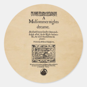 Front Piece to A Midsommer Nights Dream Quarto Runder Aufkleber