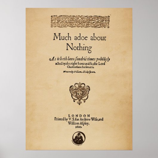 Front Piece to Much Ado About Nothing Quarto Poster (Vorne)