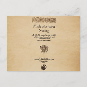 Front Piece to Much Ado About Nothing Quarto Postkarte