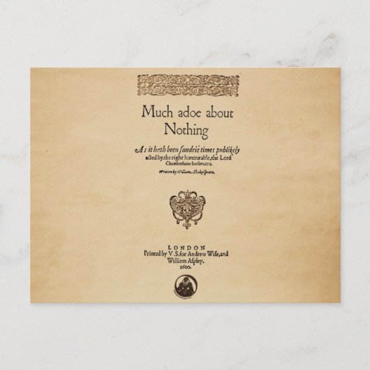 Front Piece to Much Ado About Nothing Quarto Postkarte (Vorderseite)