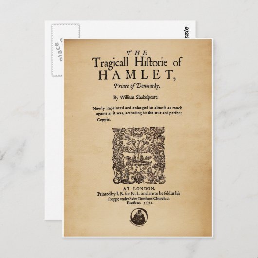 Front Piece to the Hamlet Quarto (1605 Version) Postkarte (Vorne/Hinten)