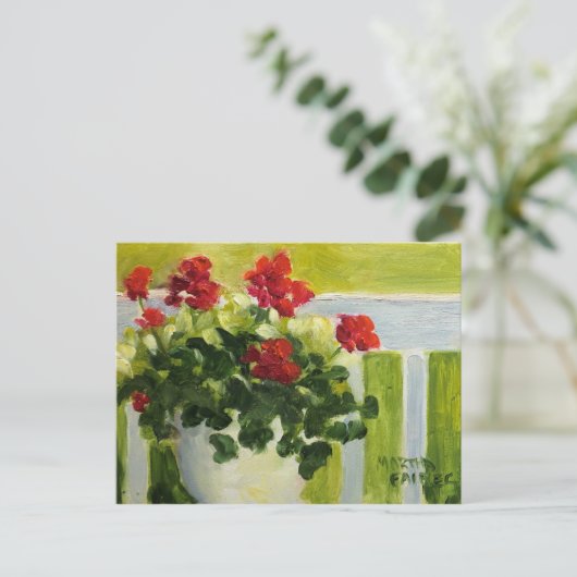 Front Porch Geranias Postkarte (Stehend Vorderseite)