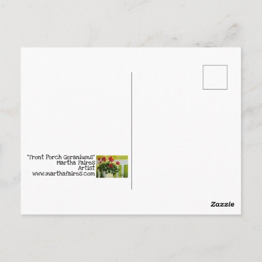Front Porch Geranias Postkarte (Rückseite)