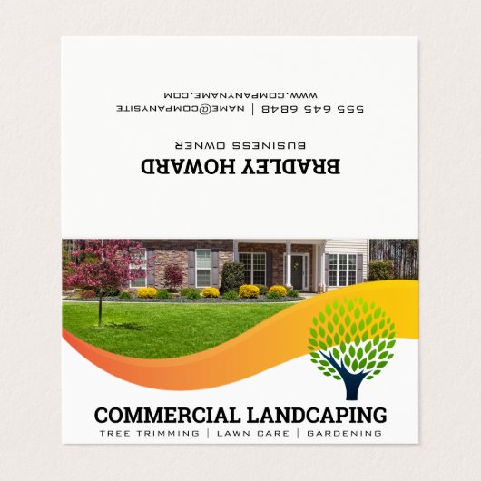 Front Rasen | Baumlogo | Landflucht Visitenkarten (Außenseite Aufgefaltet)