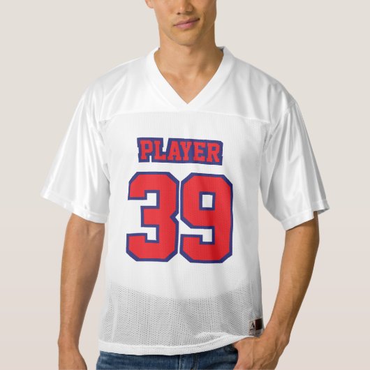Front RED NAVY BLUE WHITE Mens Football Jersey (Vorderseite)