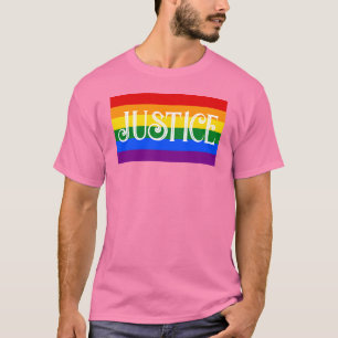 Front: Regenbogenflagge/Gerechtigkeit. Zurück: TVU T-Shirt