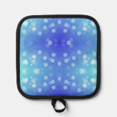 Front view features a pot holder with a blue  topflappen (Vorderseite)