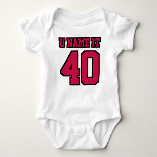 Front WHITE CRIMSON BLACK Bodysuit Football Jersey Baby Strampler
