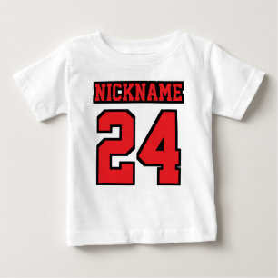 Front WHITE RED BLACK Dress Football Jersey Baby T-shirt