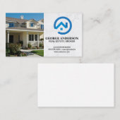 Front Yard Home | Modern Blue Real Estate Logo Visitenkarte (Vorne/Hinten)