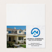 Front Yard Home | Modern Blue Real Estate Logo Visitenkarten (Außenseite Aufgefaltet)