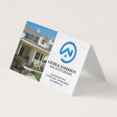 Front Yard Home | Modern Blue Real Estate Logo Visitenkarten (Vorderseite)