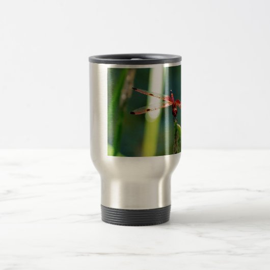 Frontal Red and Black Dragonfly Reisebecher (Mittel)