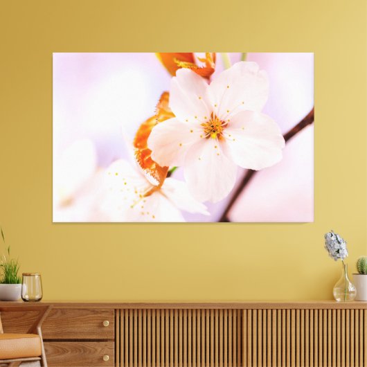Frontalansicht der Sakura-Blume in der Frühjahrssa Leinwanddruck (Insitu (Wohnzimmer))