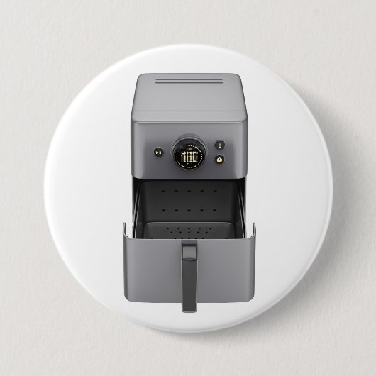 Frontansicht eines offenen, leeren Heißluftfritöse Button (Vorderseite)