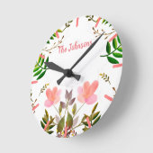 Fronten, Blätter und Blume Runde Wanduhr (Winkel)