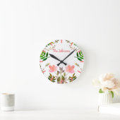 Fronten, Blätter und Blume Runde Wanduhr (Zuhause)