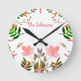 Fronten, Blätter und Blume Runde Wanduhr