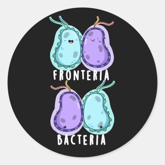 Fronteria Bacteria Funny Biology Pub Dark BG Runder Aufkleber (Vorderseite)