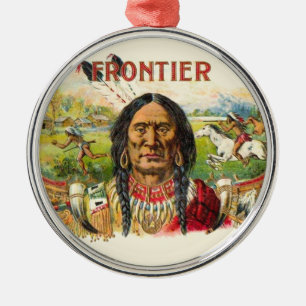 Frontier Cigar Advertising Silbernes Ornament