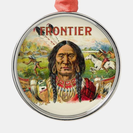 Frontier Cigar Advertising Silbernes Ornament (Vorne)