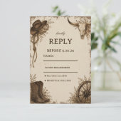 Frontier-Prärie Elegant Rustikal RSVP Karte (Stehend Vorderseite)