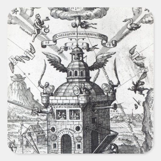 Frontispiece 'Collegium Fama Fraternitatis' Quadratischer Aufkleber (Vorderseite)