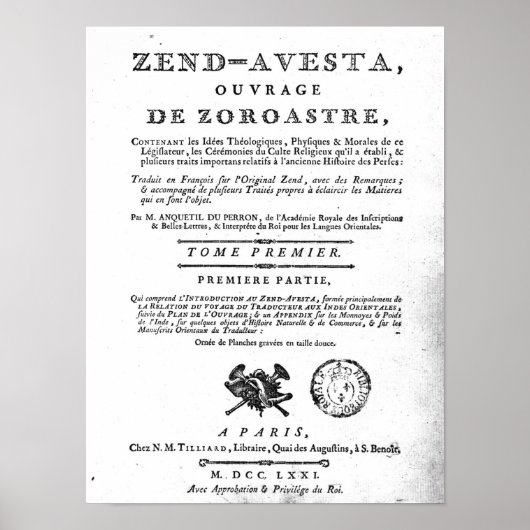 Frontispiece einer Ausgabe des 'Zend Poster (Vorne)